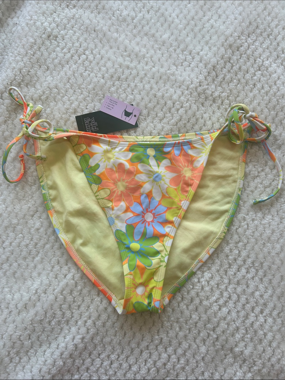 wild fable Yellow Multi Floral Tie-Side Bikini Bottom